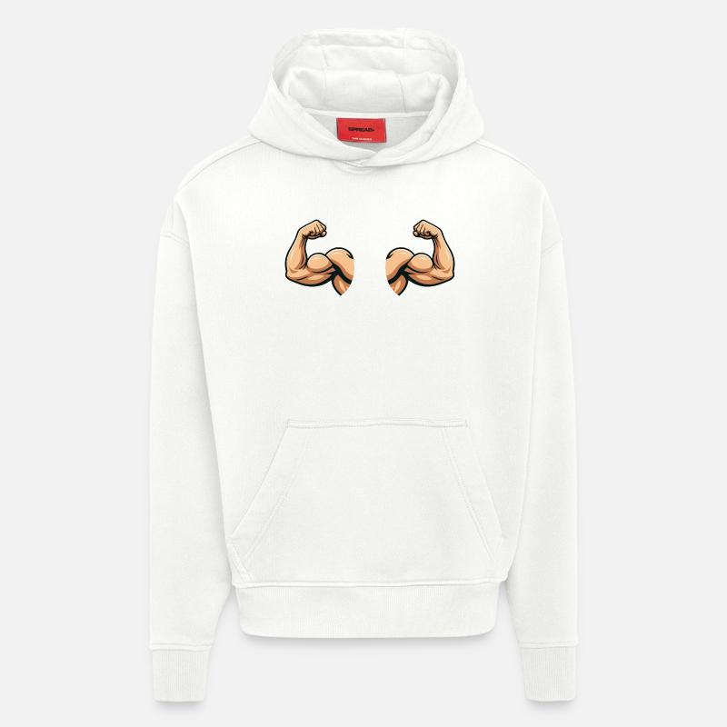 Conception musculaire à double manchon - Sweat à capuche bio épais oversize fabriqué en UE - OFF WHITE