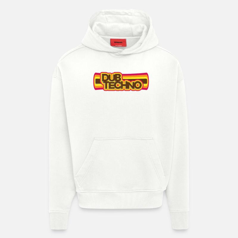 Dub Techno Rétro Psychédélisme - Sweat à capuche bio épais oversize fabriqué en UE - OFF WHITE