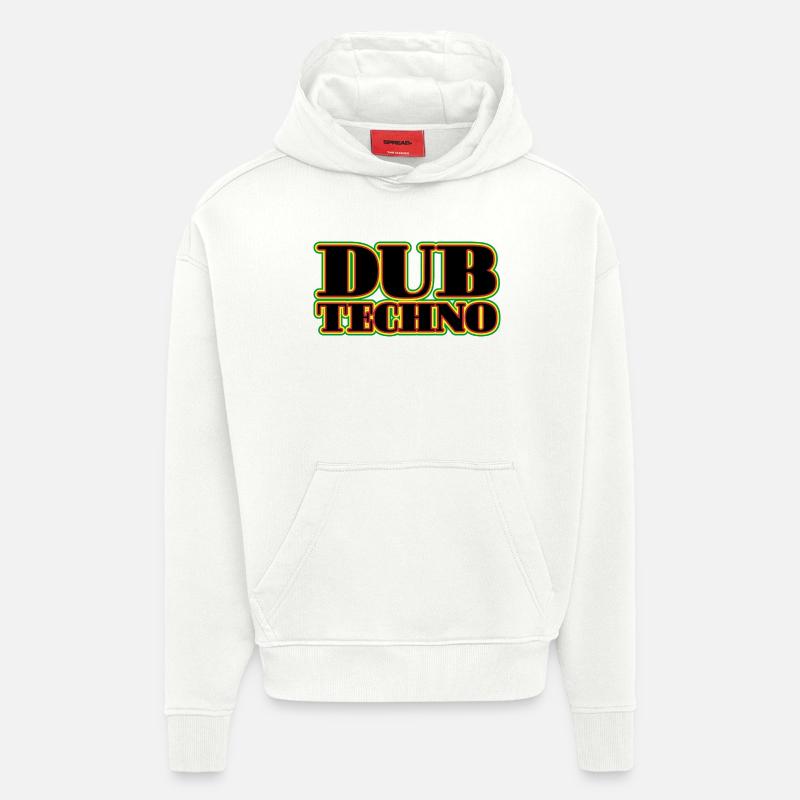 Dub Techno Neon Rétro - Sweat à capuche bio épais oversize fabriqué en UE - OFF WHITE