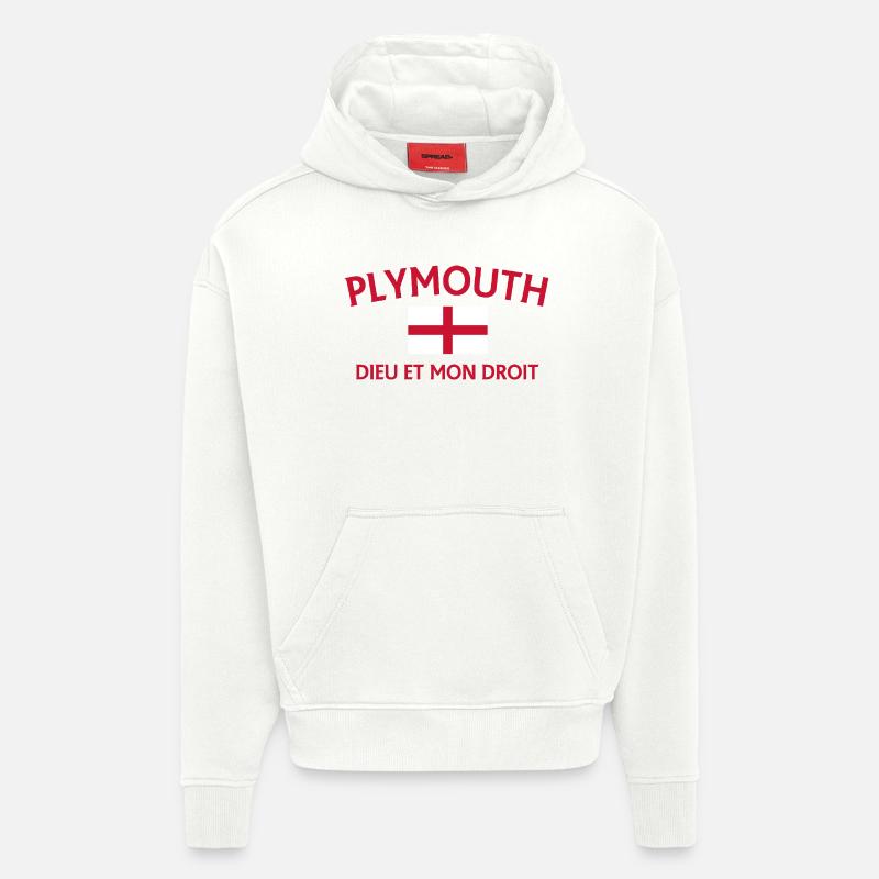 Devise du drapeau de Plymouth - Sweat à capuche bio épais oversize fabriqué en UE - OFF WHITE