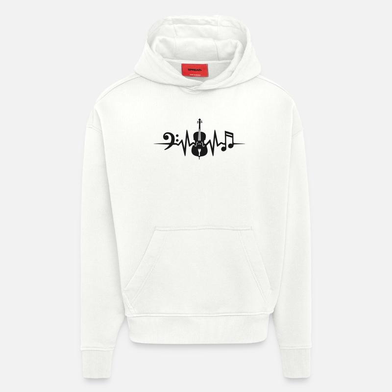 Violoncelle Heartbeat Violoncelle Violoncelle - Sweat à capuche bio épais oversize fabriqué en UE - OFF WHITE