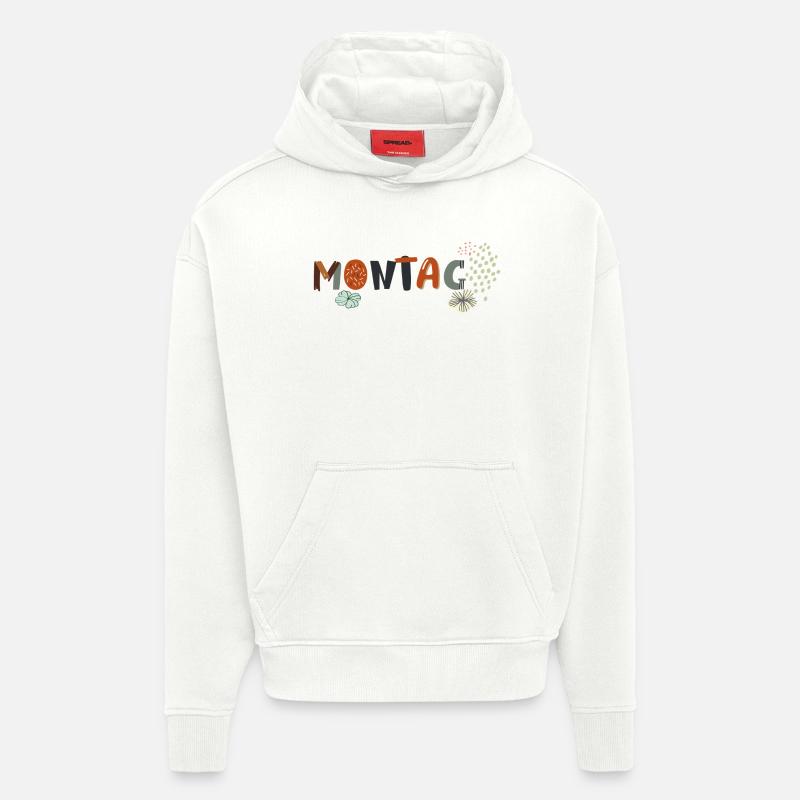 Lundi en semaine avec des fleurs - Sweat à capuche bio épais oversize fabriqué en UE - OFF WHITE