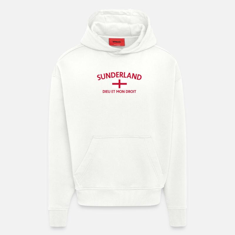 Drapeau de Sunderland Devise Écusson - Sweat à capuche bio épais oversize fabriqué en UE - OFF WHITE