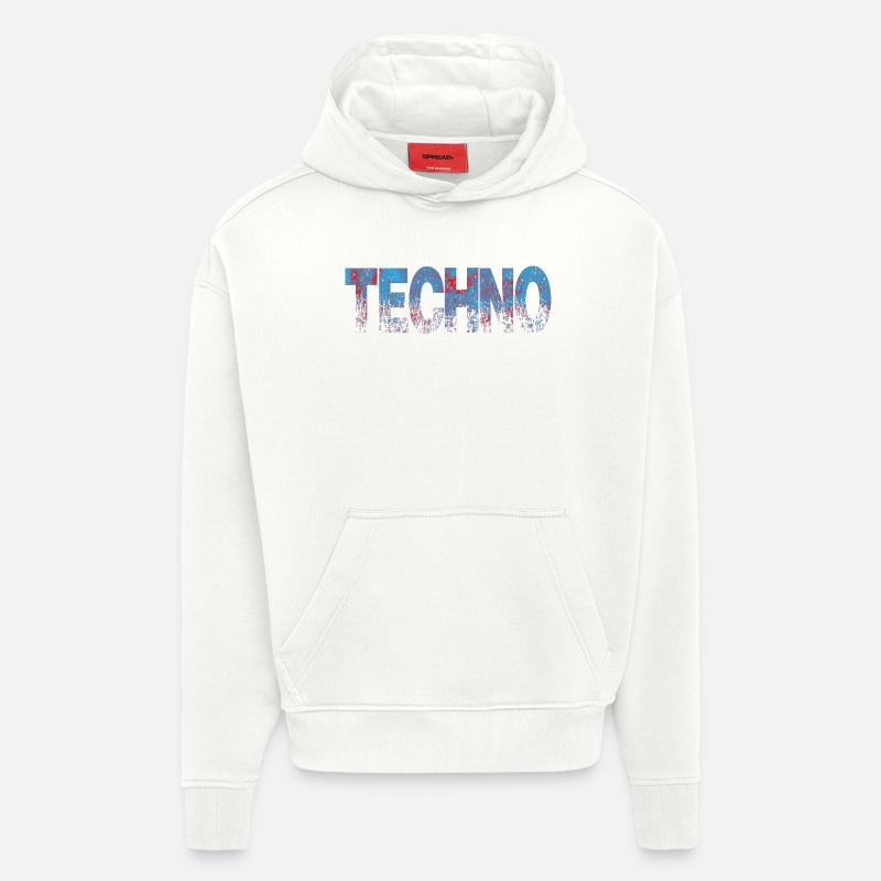 Techno Texte en difficulté Art - Sweat à capuche bio épais oversize fabriqué en UE - OFF WHITE