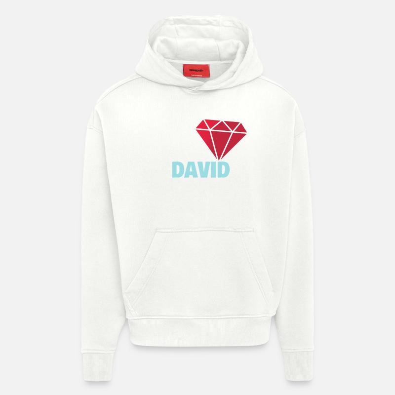 David - Sweat à capuche bio épais oversize fabriqué en UE - OFF WHITE