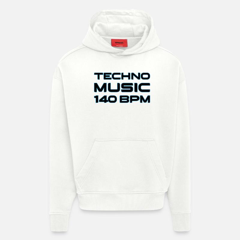 Techno Neon 140 BPM - Sweat à capuche bio épais oversize fabriqué en UE - OFF WHITE
