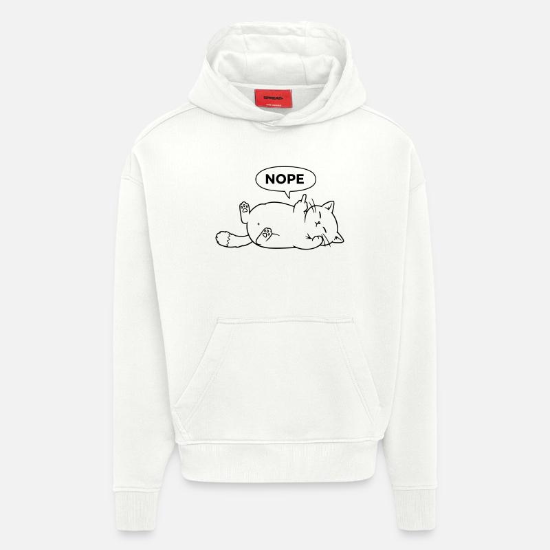 Chat non | Déclaration sarcastique de chat - Sweat à capuche bio épais oversize fabriqué en UE - OFF WHITE
