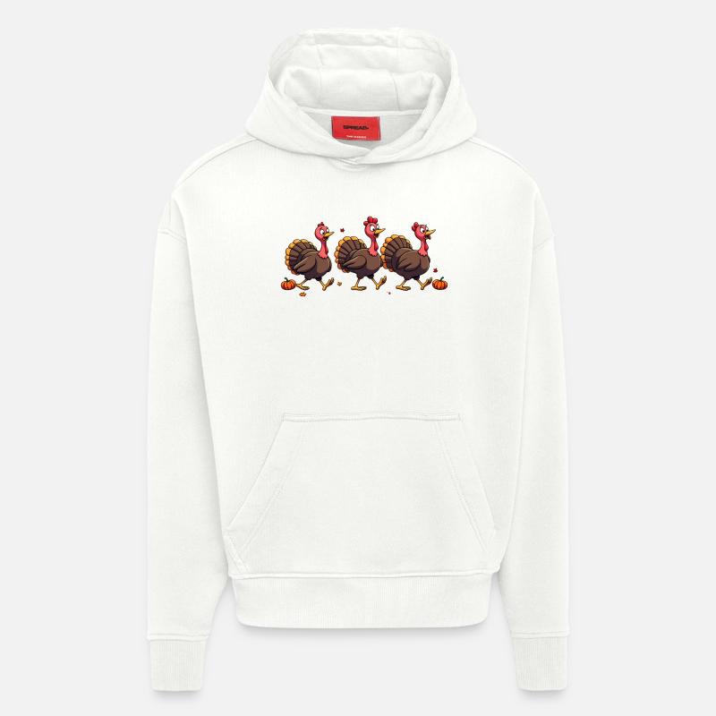Bébé dinde de Thanksgiving - Sweat à capuche bio épais oversize fabriqué en UE - OFF WHITE