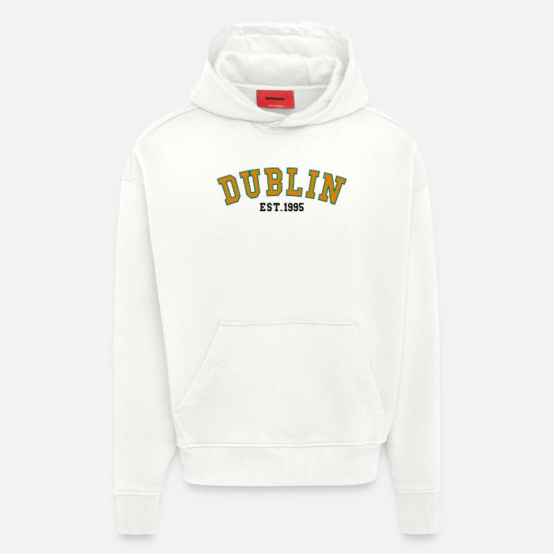 Cité de Dublin 1995 - Sweat à capuche bio épais oversize fabriqué en UE - OFF WHITE