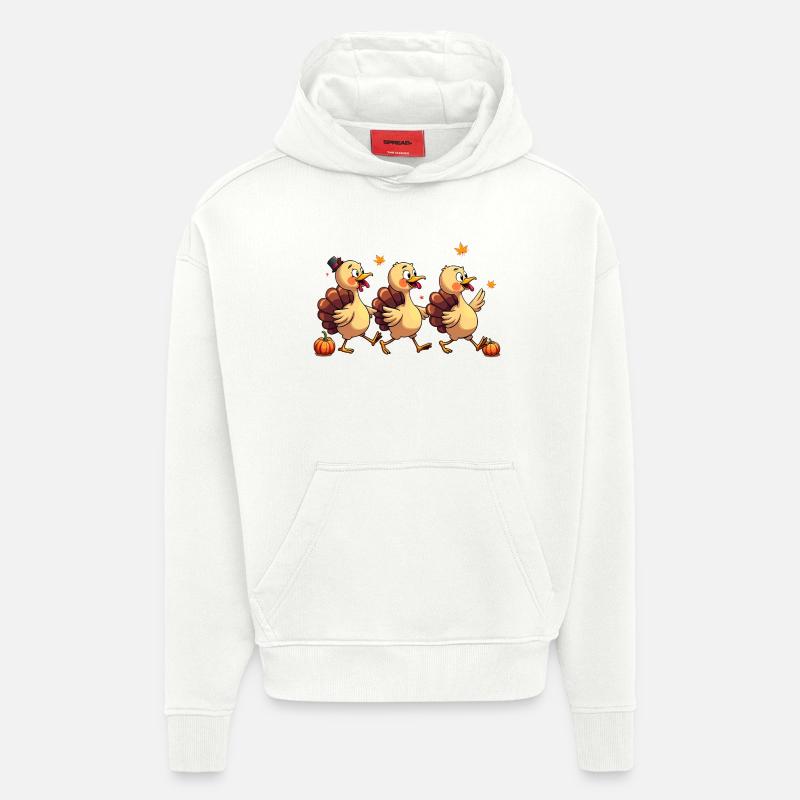 Bébé dinde de Thanksgiving - Sweat à capuche bio épais oversize fabriqué en UE - OFF WHITE
