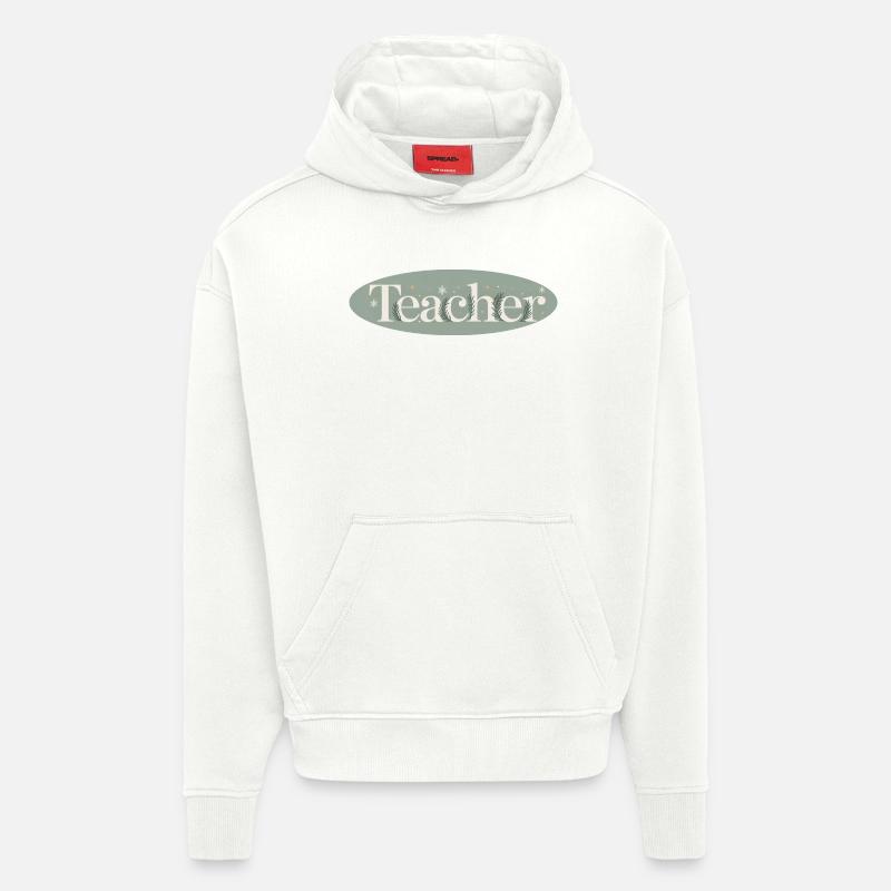 Enseignant d’hiver Lettrage Branches de sapin - Sweat à capuche bio épais oversize fabriqué en UE - OFF WHITE