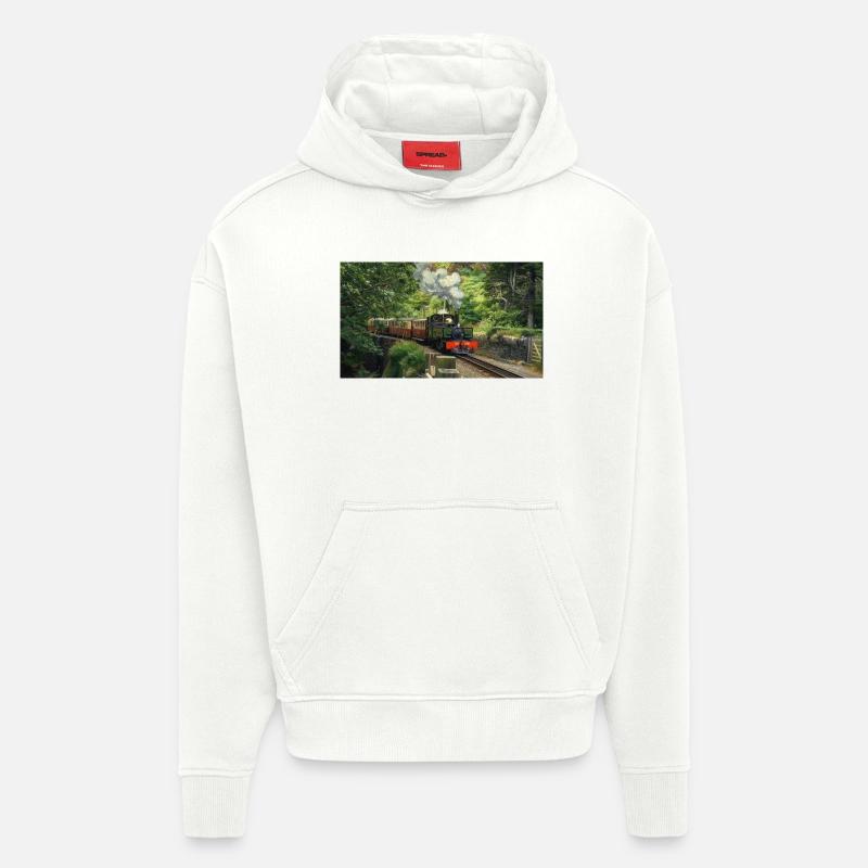 Ffestiniog Idyll - Sweat à capuche bio épais oversize fabriqué en UE - OFF WHITE