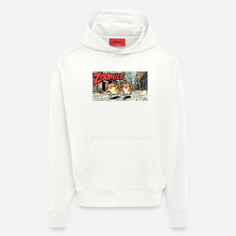 Course de chat anime - Sweat à capuche bio épais oversize fabriqué en UE - OFF WHITE