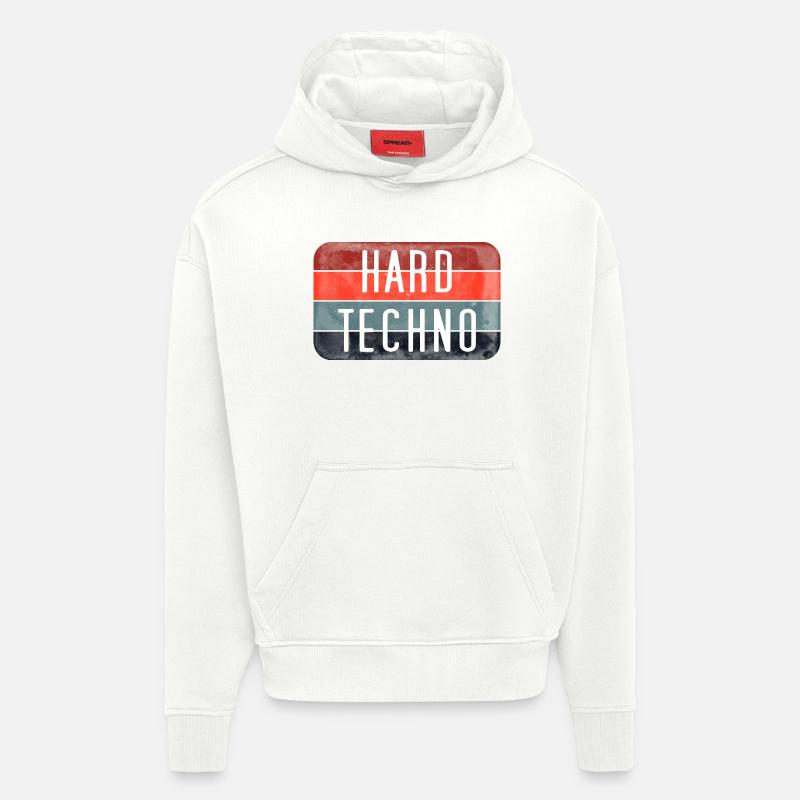 Rayures techno dures - Sweat à capuche bio épais oversize fabriqué en UE - OFF WHITE