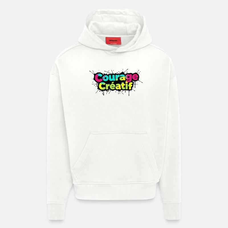 Courage Créatif Bunte Typografie - Hoodie- made by SPREAD  - OFF WHITE