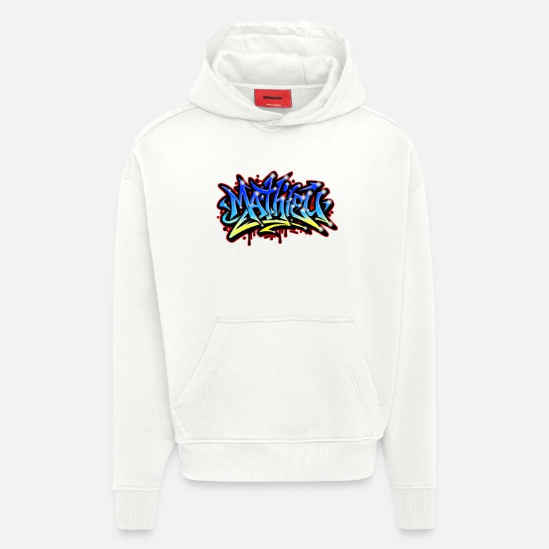 Mathieu Graffiti Druckbar Blau Gelb - Hoodie- made by SPREAD  - OFF WHITE