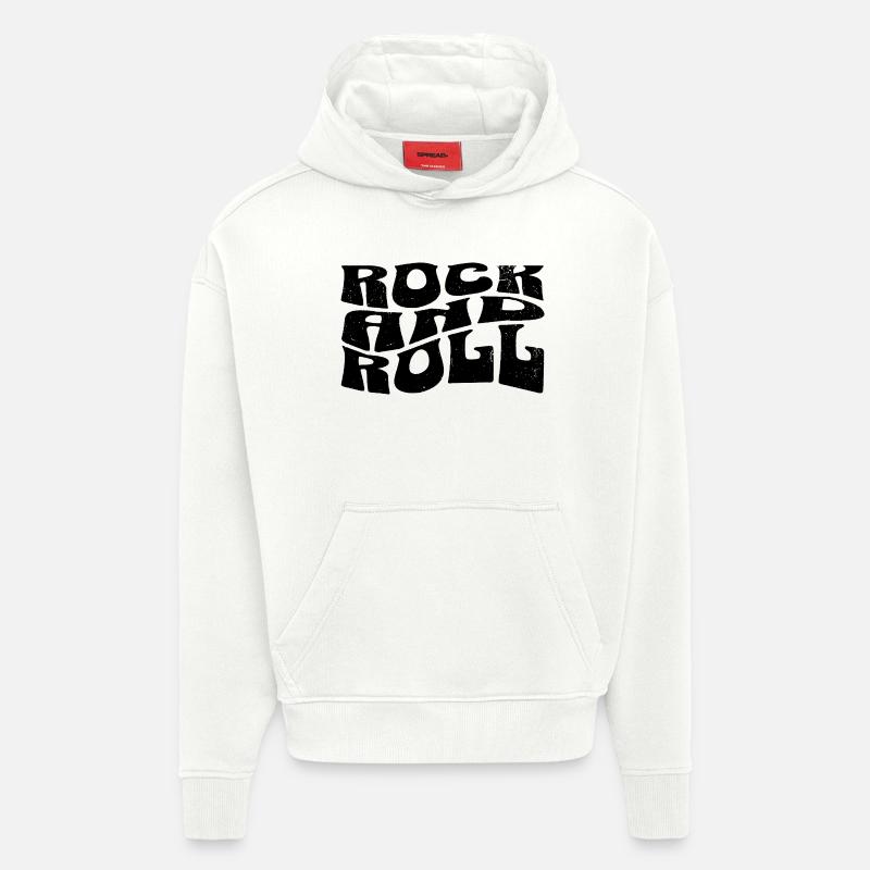 Conception du logo Rock and Roll - Sweat à capuche bio épais oversize fabriqué en UE - OFF WHITE