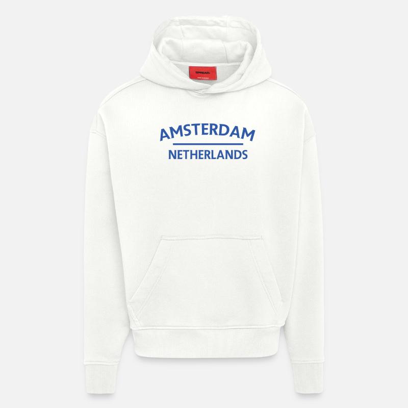 Textdesign Amsterdam – Pays-Bas - Sweat à capuche bio épais oversize fabriqué en UE - OFF WHITE