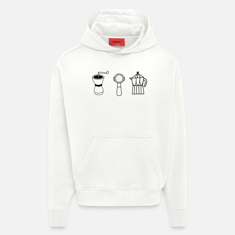 Évolution café  - Sweat à capuche bio épais oversize fabriqué en UE - OFF WHITE