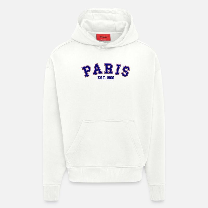 Paris fondée en 1966 - Sweat à capuche bio épais oversize fabriqué en UE - OFF WHITE