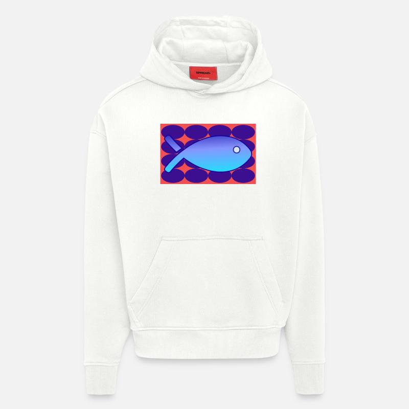 POISSON. SARDINE. POISSON D'AVRIL. MER. OCÉAN - Sweat à capuche bio épais oversize fabriqué en UE - OFF WHITE