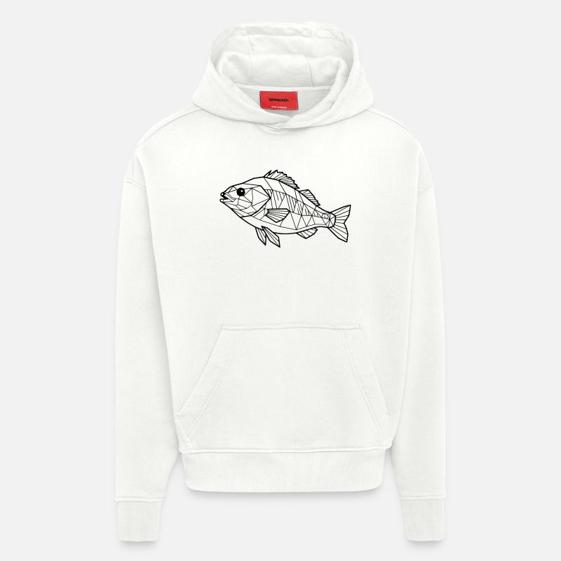 Perchoir géométrique Low Poly - Sweat à capuche bio épais oversize fabriqué en UE - OFF WHITE