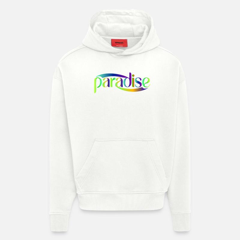 Paradise Rainbow Script Design - Hoodie- made by SPREAD  - OFF WHITE