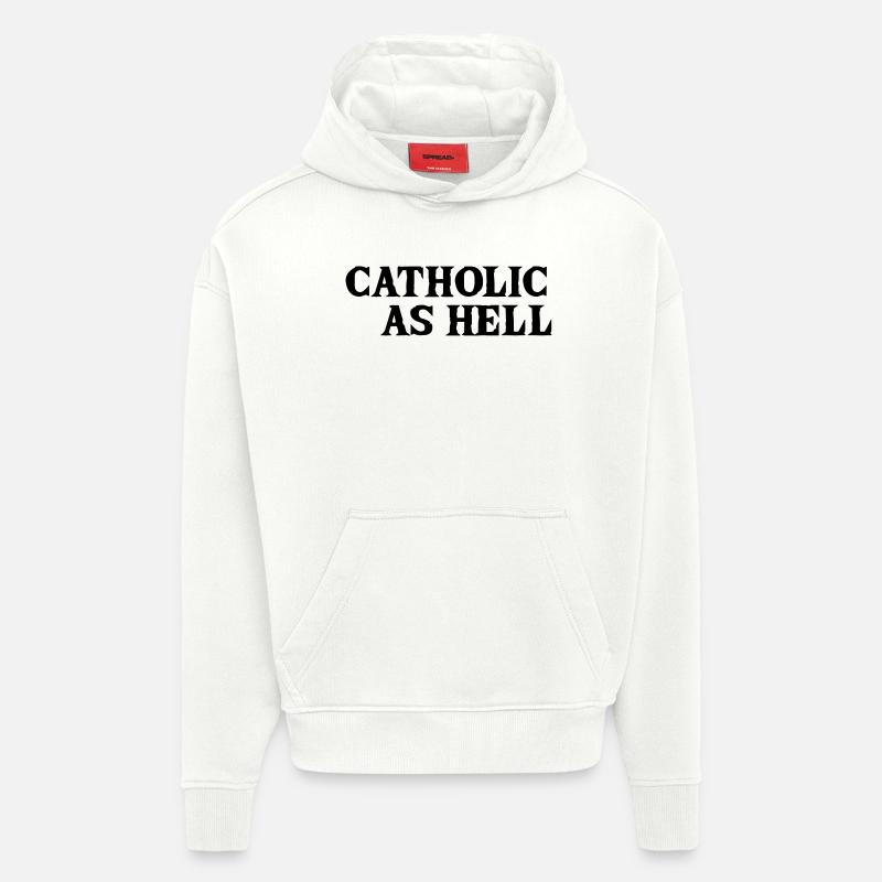 catholique à mourir - Sweat à capuche bio épais oversize fabriqué en UE - OFF WHITE