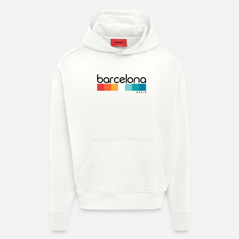Barcelone - Espagne - Espagne - Espagne - Sweat à capuche bio épais oversize fabriqué en UE - OFF WHITE