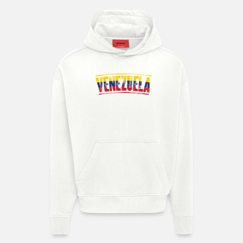 Mot-mot du drapeau du Venezuela - Sweat à capuche bio épais oversize fabriqué en UE - OFF WHITE