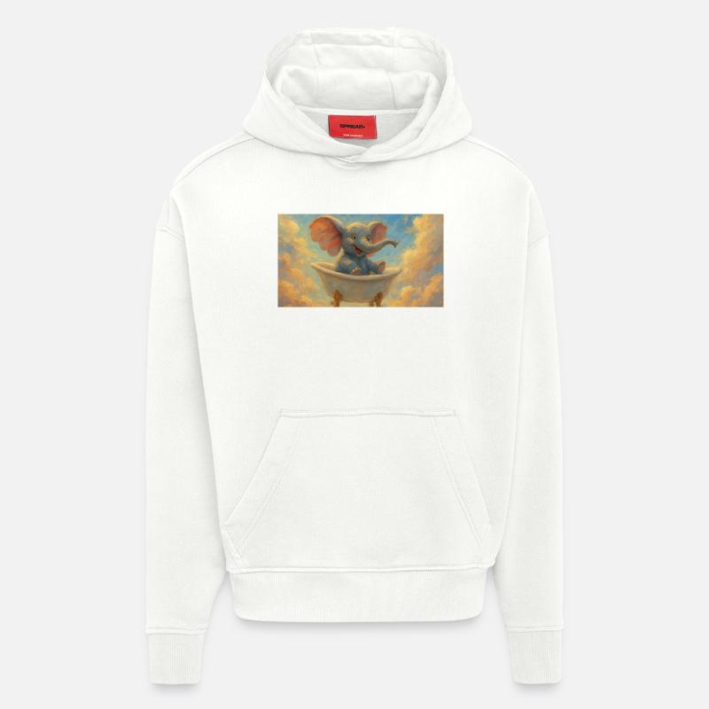 Bain d’éléphant dans le ciel - Sweat à capuche bio épais oversize fabriqué en UE - OFF WHITE