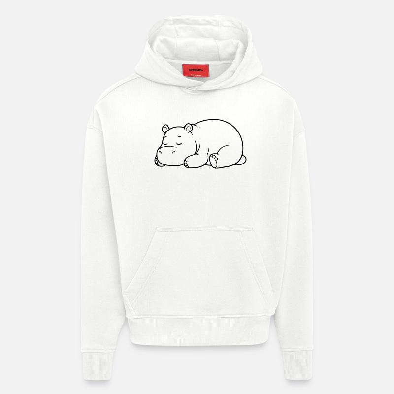 Schlafendes Nilpferd Müde Outline - Hoodie- made by SPREAD  - OFF WHITE
