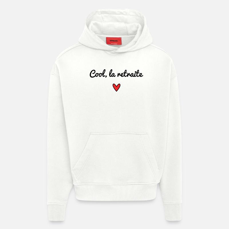 RETRAITE. RETRAITEE. COEUR. BONNE RETRAITE - Sweat à capuche bio épais oversize fabriqué en UE - OFF WHITE