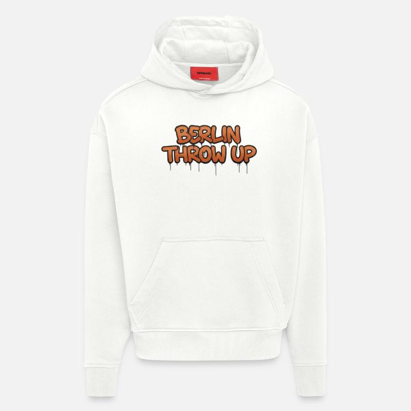 Graffiti à Berlin - Sweat à capuche bio épais oversize fabriqué en UE - OFF WHITE