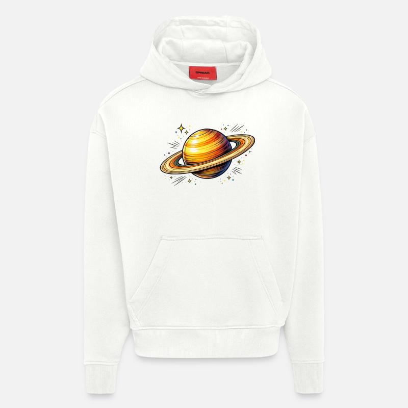 Planète Saturne - Sweat à capuche bio épais oversize fabriqué en UE - OFF WHITE