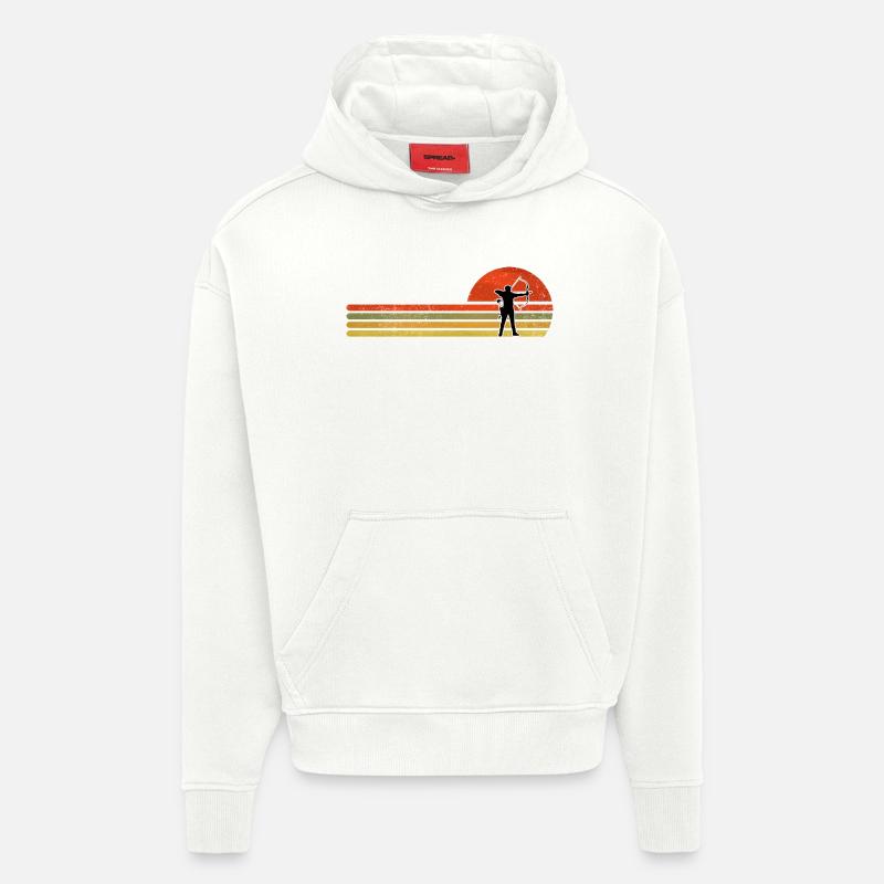 Silhouette rétro de Sunset Archer - Sweat à capuche bio épais oversize fabriqué en UE - OFF WHITE