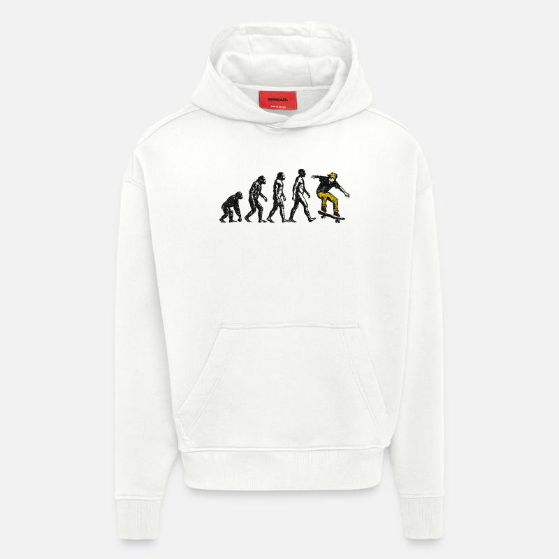 Evolution Skateboarder – Grunge Skate Design - Hoodie- made by SPREAD  - OFF WHITE