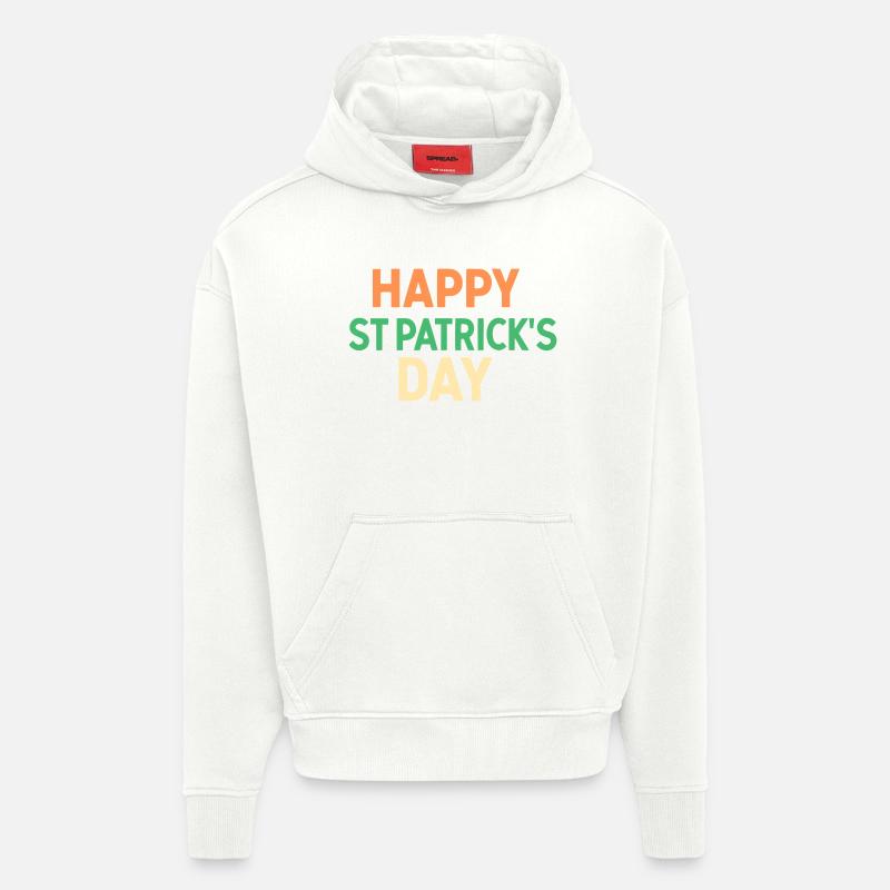 Joyeux Saint-Patrick - Sweat à capuche bio épais oversize fabriqué en UE - OFF WHITE