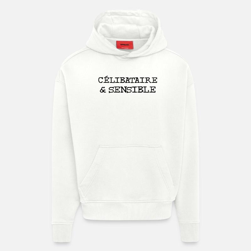 Célibataire & Sensible - Sweat à capuche bio épais oversize fabriqué en UE - OFF WHITE