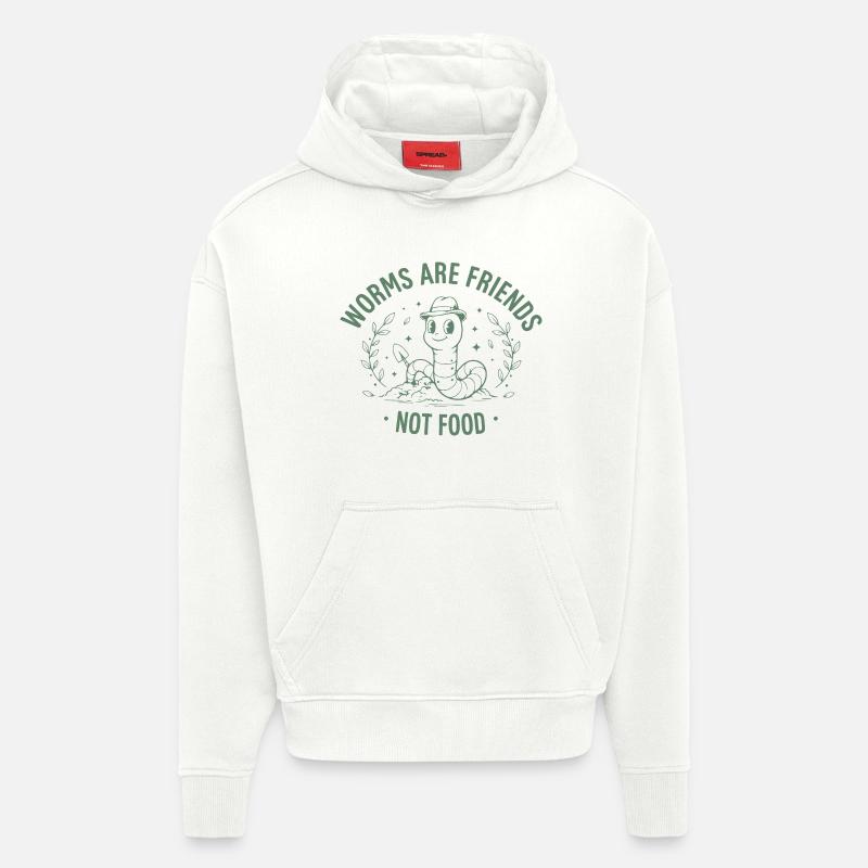 Les vers sont amis - Sweat à capuche bio épais oversize fabriqué en UE - OFF WHITE