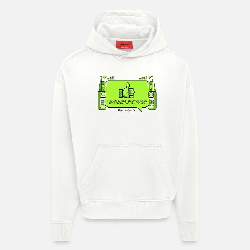 Internet est un territoire inconnu - Sweat à capuche bio épais oversize fabriqué en UE - OFF WHITE