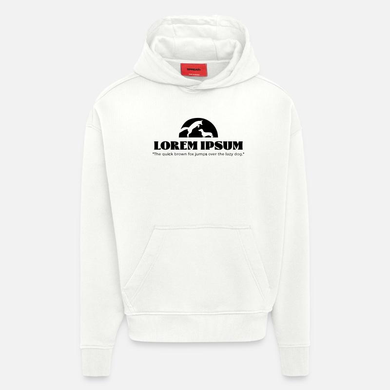 LoremIpsum – le renard brun rapide ... - Sweat à capuche bio épais oversize fabriqué en UE - OFF WHITE