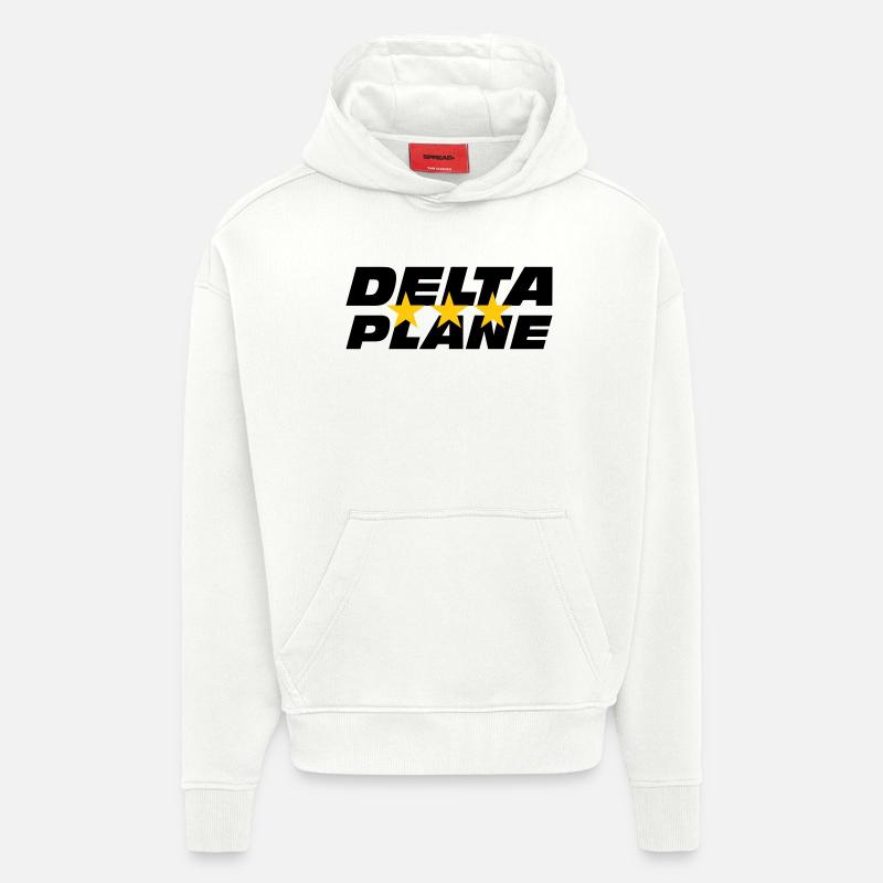 Logo Delta Plane Étoiles d'Excellence - Sweat à capuche bio épais oversize fabriqué en UE - OFF WHITE