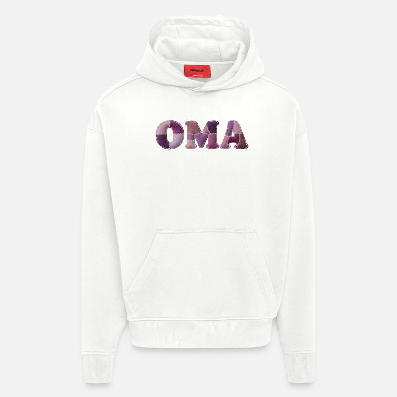 OMA Patchwork Stoff Design Geschenkidee - Hoodie- made by SPREAD  - OFF WHITE