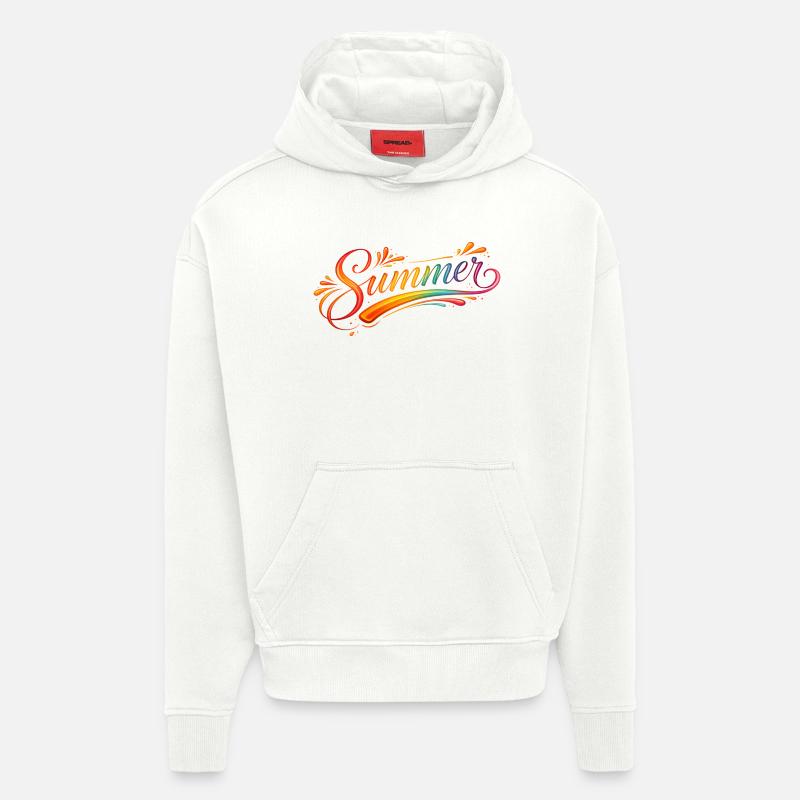 Illustration rétro en lettrage d’été - Sweat à capuche bio épais oversize fabriqué en UE - OFF WHITE