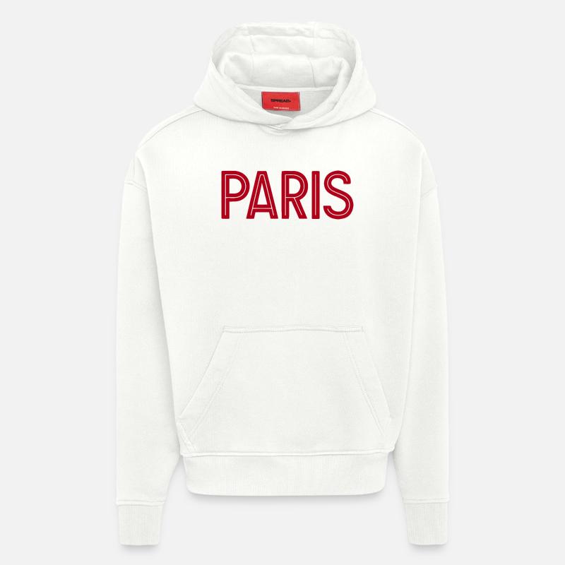 Paris Red Geometric Typography - Hoodie- made by SPREAD  - OFF WHITE