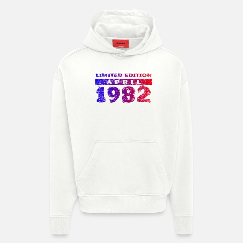 44e anniversaire Édition limitée 04/1982 - Sweat à capuche bio épais oversize fabriqué en UE - OFF WHITE