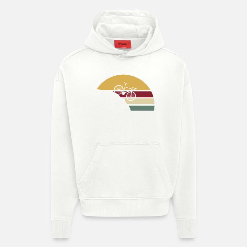 Descente rétro à vélo - Sweat à capuche bio épais oversize fabriqué en UE - OFF WHITE