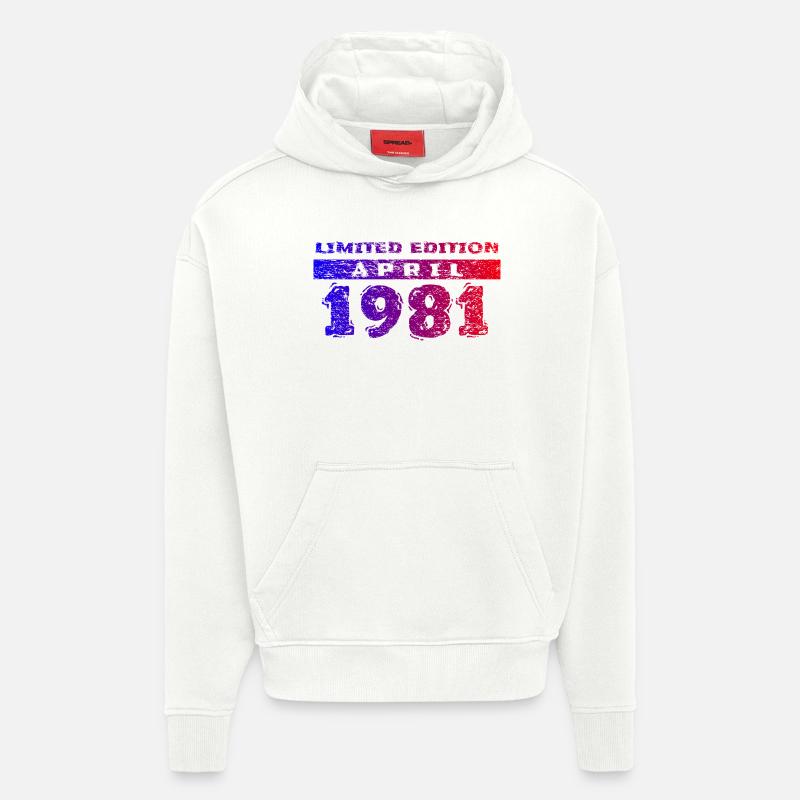 45e anniversaire Édition limitée 04/1981 - Sweat à capuche bio épais oversize fabriqué en UE - OFF WHITE