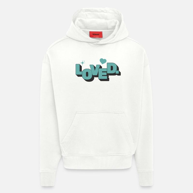Aimé 1 Jean 4:16 Foi chrétienne - Sweat à capuche bio épais oversize fabriqué en UE - OFF WHITE